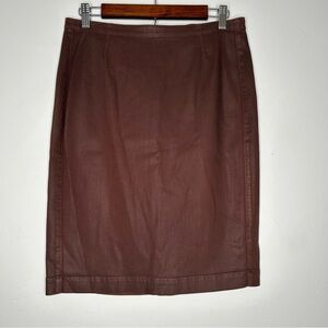 Peruvian Connection Brown Denim Pencil Skirt Knee-Length 8 Spring Cotton Blend
